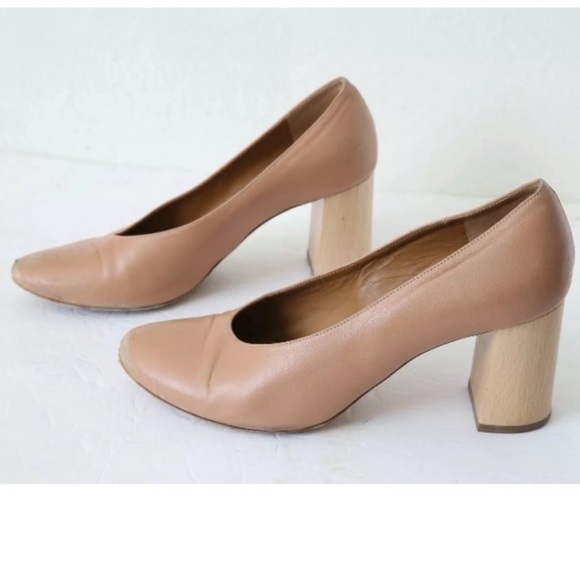 CHLOE Harper Nude Beige Leather Block Heels *flaw - Picture 3 of 8